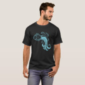 青い魚のパターン Tシャツ (正面フル)
