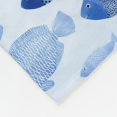 青い魚のパタ航海のーン フリースブランケット (角)