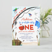 青い魚のボートの多くは1歳の誕生日 招待状 (スタンド正面)