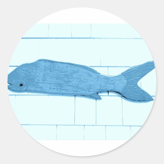 青い魚のロゴ ラウンドシール (正面)