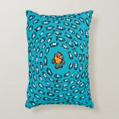 青い魚の学校の模様(小さなオレンジ色) アクセントクッション (正面(垂直))