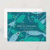 青い魚の柄カスタマイズ ポストカード (正面/裏面)