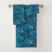 青い魚の柄 バスタオルセット (インサイチュ)