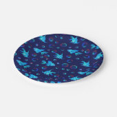 青い魚の柄 ペーパープレート (アングル)