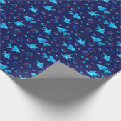 青い魚の柄 ラッピングペーパー (角)