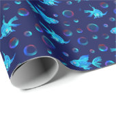 青い魚の柄 ラッピングペーパー (ロールコーナー)