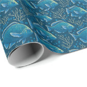 青い魚の柄 ラッピングペーパー (ロールコーナー)
