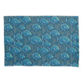 青い魚の柄 枕カバー (正面)