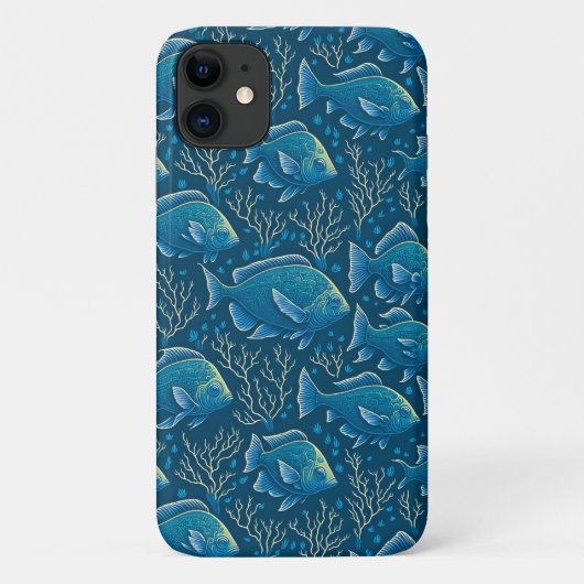 青い魚の柄 Case-Mate iPhoneケース (裏面)