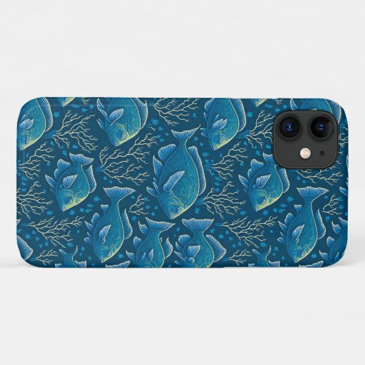 青い魚の柄 Case-Mate iPhoneケース (裏面(横))
