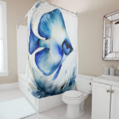 青い魚の水彩画 シャワーカーテン (インサイチュ)