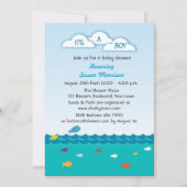 青い魚の男の赤ちゃんのシャワー 招待状 (正面)