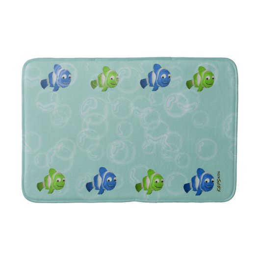 青い魚の緑 バスマット (正面)