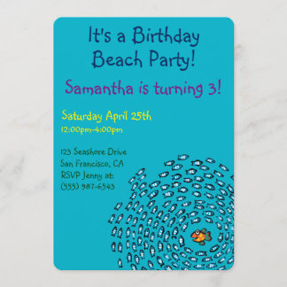 青い魚の群れ模様（青） 招待状