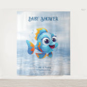 青い魚の背景 タペストリー (正面)