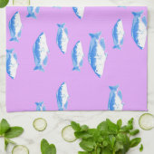 青い魚の薄紫 キッチンタオル (折り畳み)