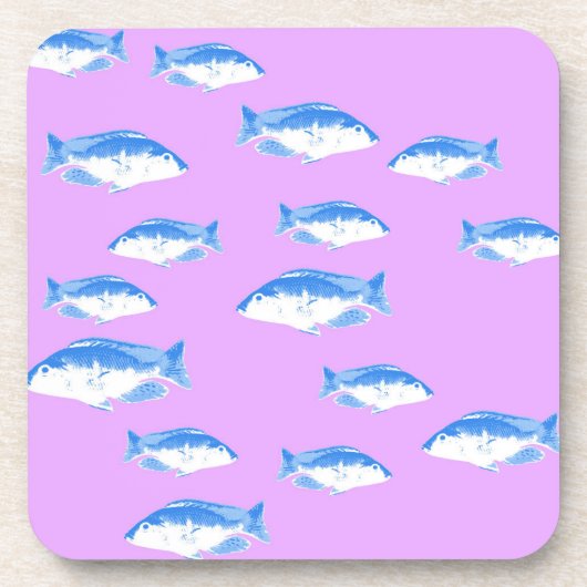 青い魚の薄紫 コースター (正面)