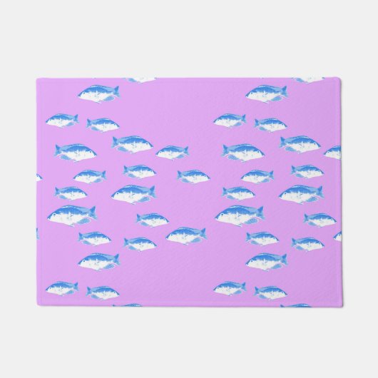 青い魚の薄紫 ドアマット (正面)