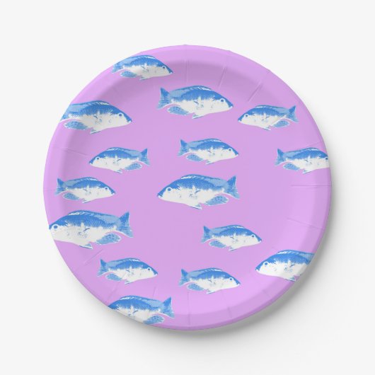 青い魚の薄紫 ペーパープレート (正面)