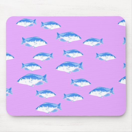 青い魚の薄紫 マウスパッド (正面)