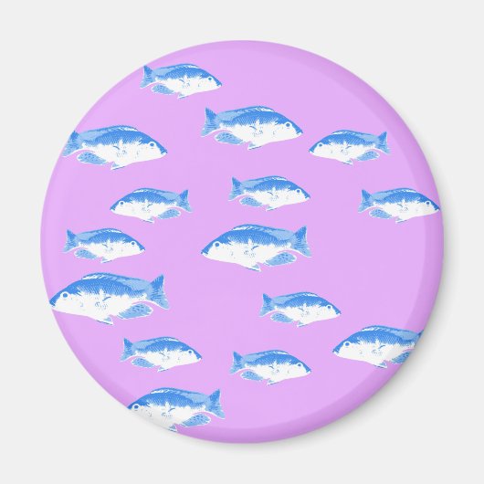 青い魚の薄紫 マグネット (正面)