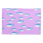 青い魚の薄紫 枕カバー (裏面)