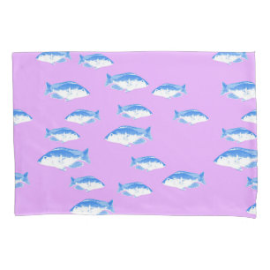 青い魚の薄紫 枕カバー