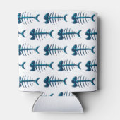 青い魚の骨のパターンパーソナライズされた 缶クーラー (裏面)