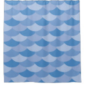 青い魚の鱗のプリント シャワーカーテン (正面)