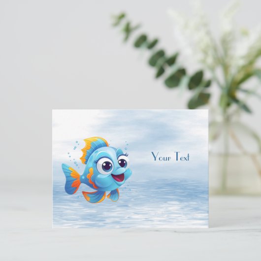 青い魚はがき ポストカード (スタンド正面)