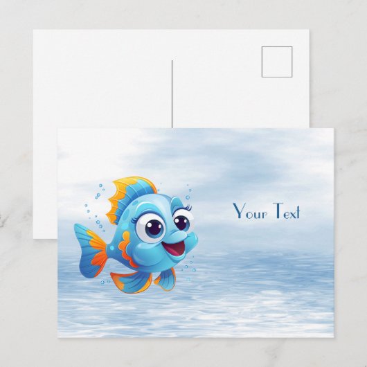 青い魚はがき ポストカード (正面/裏面)