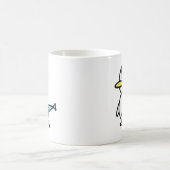 青い魚を持つかわいいペンギン コーヒーマグカップ (中央)