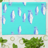 青い魚オンターコイズ キッチンタオル (折り畳み)