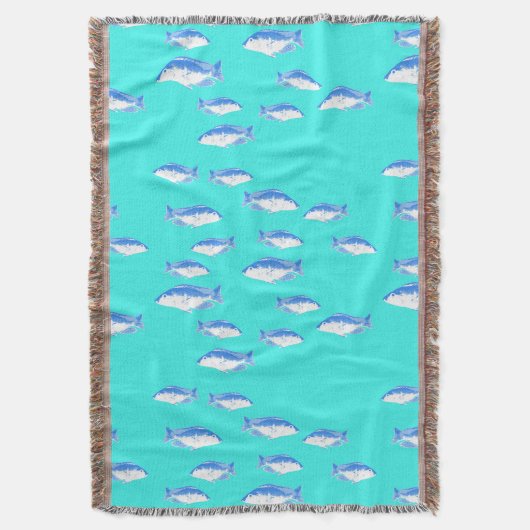 青い魚オンターコイズ スローブランケット (正面縦)
