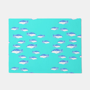 青い魚オンターコイズ ドアマット