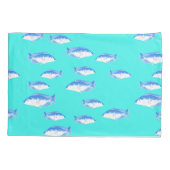 青い魚オンターコイズ 枕カバー (裏面)