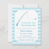 青い魚釣りをテーマにしたベビーシャワー招待状 招待状 (正面)