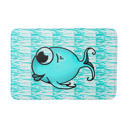 青い魚風呂マット バスマット (正面)