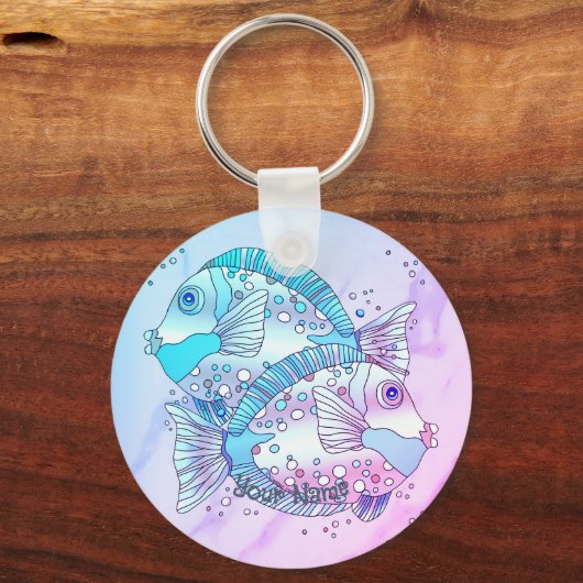 青い魚 キーホルダー (正面)