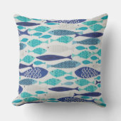 青い魚 クッション (正面)