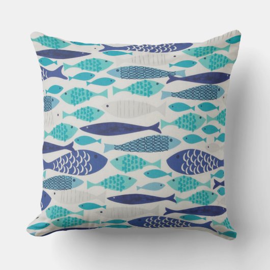 青い魚 クッション (正面)
