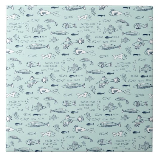 青い魚 タイル (正面)