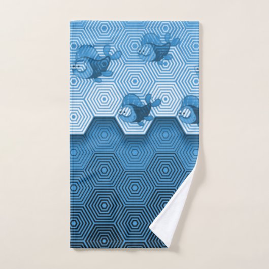 青い魚 バスタオルセット (ハンドタオル)