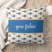 青い魚、ビーチハウスのためにかわいい行ったfishin', クッション (ブランケット)