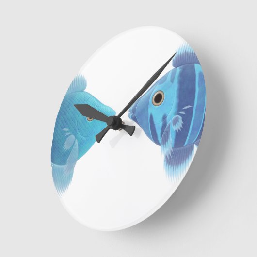 青い魚 ラウンド壁時計 (傾斜)
