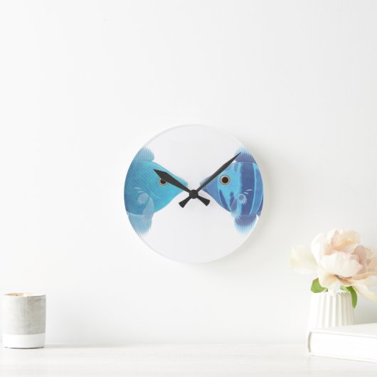 青い魚 ラウンド壁時計 (ホーム)