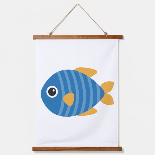 青い魚 吊り下げ型タペストリー (正面)