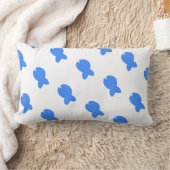 青い魚（白） ランバークッション (ブランケット)