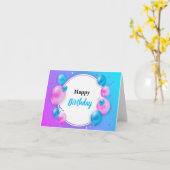 青い鮮やかなハッピーバースデーグリーティングカード カード (黄色い花)