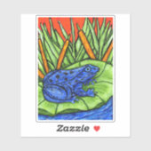 青い鮮やかカエル黒いスポットリリーパッドグラスリード シール (シート)